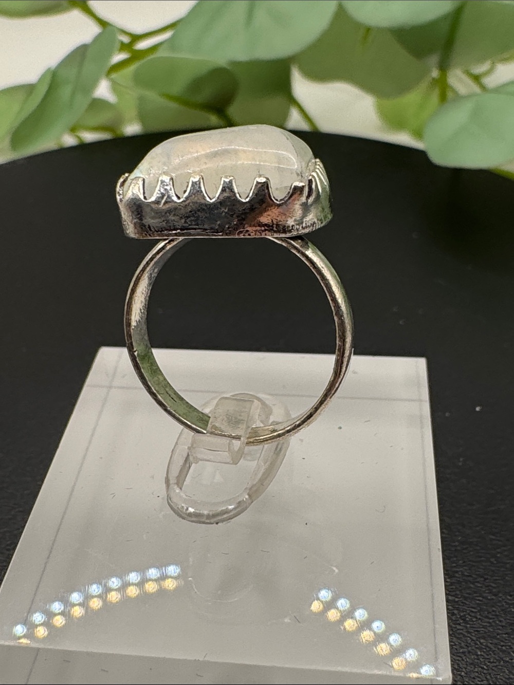 Moonstone Silver-Tone Statement Ring – Size 7 (BR-1212/4) - Picture 6 of 7
